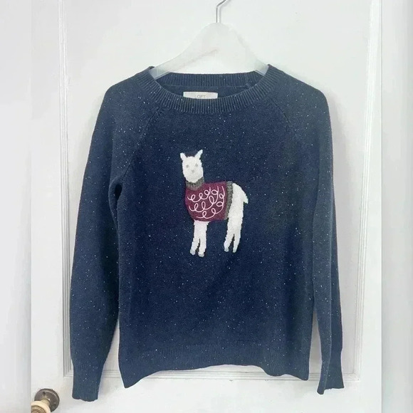 LOFT Women’s Navy Blue Llama Knit Long Sleeve Pullover Sweater Size XS - Picture 1 of 5